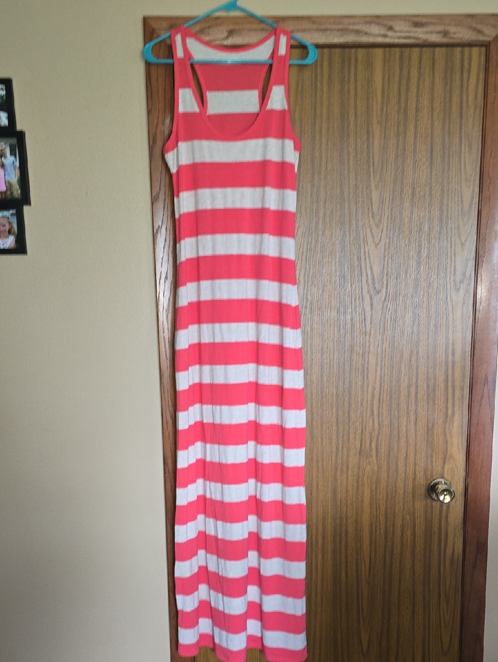 Maurices Coral and White Striped Maxi Tank Dress